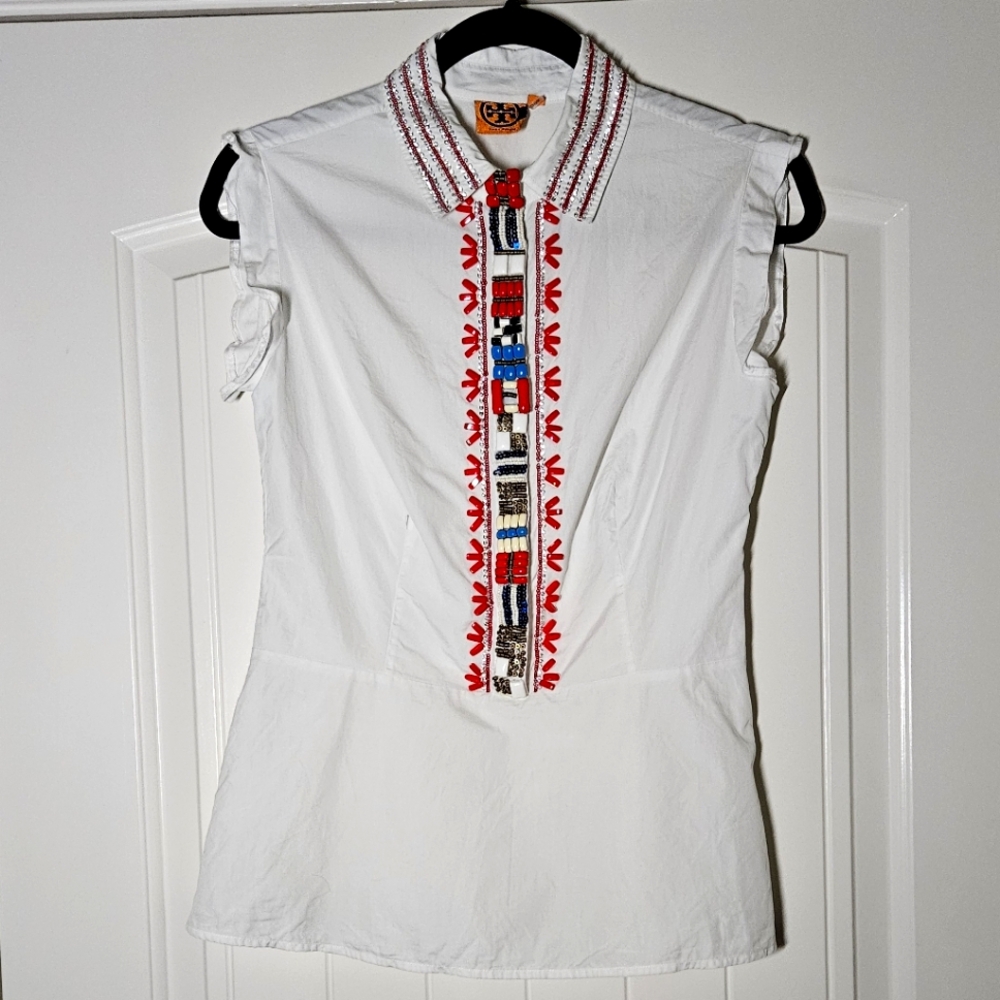 Tory Burch Sleeveless Beaded Top
